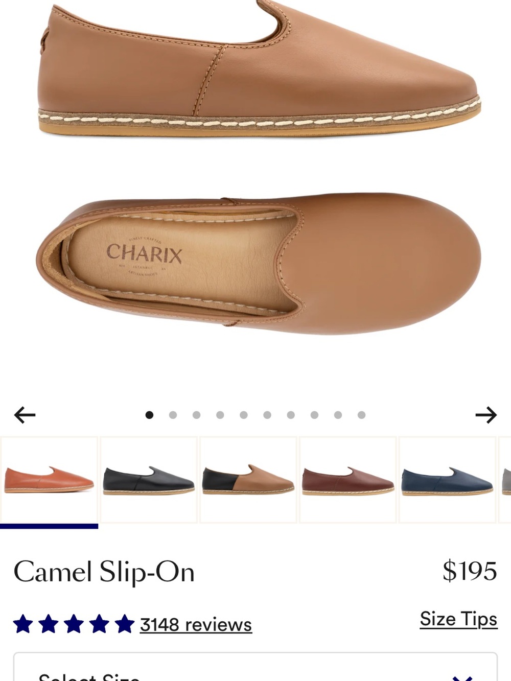 CHARIX Camel Slip-On Flats